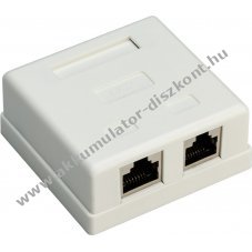 Goobay 2-portos RJ45 csatlakoz�aljzat CAT 6 STP �rny�kolt