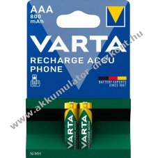 VARTA Phone Power T398 AAA (mikro) Akkumul�tor 800mAh 2db/csomag