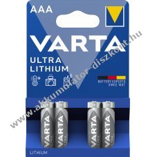 VARTA ULTRA AAA (mikro) 6103 4db/csomag l�tium elem