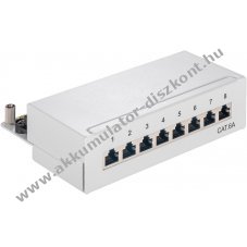 Goobay CAT 6a mini asztali patchpanel 8 port STP �rny�kolt sz�rke