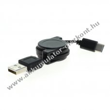 OTB USB-C - USB A 2.0 adatk�bel 0,7m feltekerhet� fekete