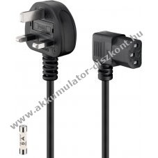 Goobay h�l�zati k�bel UK 90� 2m 3x1 mm2 UK 3-t�s dug� C13 csatlakoz�val