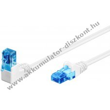 Goobay CAT 6A patchk�bel 0,5m 1x 90� hajl�tott U/UTP feh�r CCA