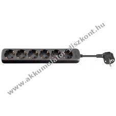 Goobay 6-os eloszt� 5m fekete 6x f�m �rintkez�s aljzat