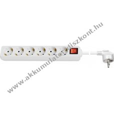 Goobay 6-os fali eloszt� kapcsol�val 5m feh�r v�d��rintkez�s aljzat belt�ri