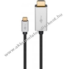 Goobay USB-C HDMI k�bel 3m 4K 60 Hz USB 3.2 fekete ez�st