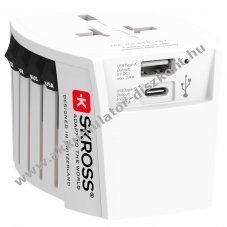 Skross World Adapter MUV USB AC 2 p�lus� f�ldelt n�lk�li k�sz�l�kekhez