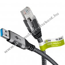 Goobay Ethernet k�bel USB-A 3.0 - RJ45 15m CAT6 h�l�zati adapter
