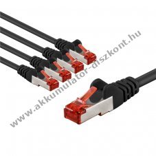 Goobay CAT 6 patch k�bel S/FTP 3m fekete 5db/csomag