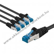 Goobay CAT 6A patchk�bel S/FTP 3m fekete 5db/csomag