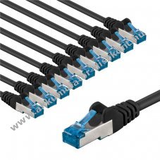 Goobay CAT 6A patchk�bel S/FTP 2m fekete 10db/csomag