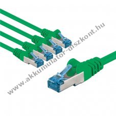 Goobay CAT 6A patchk�bel S/FTP 5m z�ld 5db/csomag LSZH
