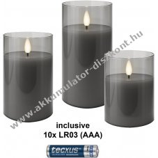 Goobay 3db/csomag LED val�s viaszos gyerty�k �vegben AAA elemmel id�z�t�vel