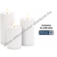 Goobay 3db LED gyertya szett k�lt�ri feh�r 8x AA elemmel t�vir�ny�t�val