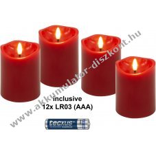 Goobay 4db piros LED val�s viaszos gyertya AAA elemmel id�z�t�vel 2700K