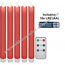 Goobay 5db piros LED val�s viaszos gyerty�k t�vir�ny�t� AA elemekkel