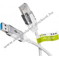 Goobay Ethernet k�bel USB-A 3.0 - RJ45 5m CAT6 Slim