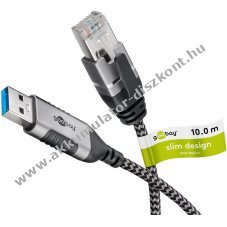Goobay Ethernet-k�bel USB-A 3.0 - RJ45 Slim 10m CAT6 h�l�zati adapter