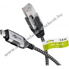 Goobay USB-C 3.1 Ethernet k�bel RJ45 csatlakoz�val 1,5m Slim CAT6