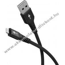 Goobay Lightning USB-A textilk�bel 2m 12 W 2,4 A MFi tan�s�tott