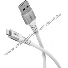 Goobay Lightning USB-A textilk�bel 3m 12 W 2,4 A MFi tan�s�tott