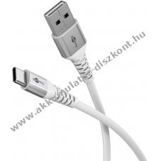 Goobay USB-C� - USB-A textilk�bel 1m 15 W 3 A feh�r