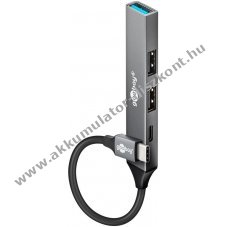 Goobay Slim 4-port USB-C hub USB 3.2 USB-C �s USB-A csatlakoz�kkal