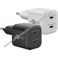 Goobay USB-C PD GaN gyorst�lt� 35W 2x USB-C csatlakoz� feh�r