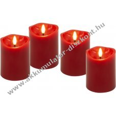 Goobay 4db piros LED val�s viaszos gyertya id�z�t�vel 3D l�ngk�ppal
