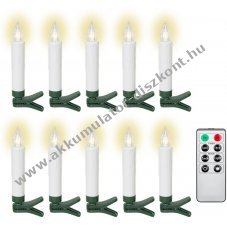 Goobay vezet�k n�lk�li LED kar�csonyfa gyerty�k 10db csipeszes t�vir�ny�t�s id�z�t�vel melegfeh�r