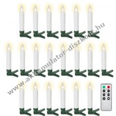 Goobay 20db vezet�k n�lk�li LED kar�csonyfa gyertya csipeszekkel t�vir�ny�t�val �s id�z�t�vel