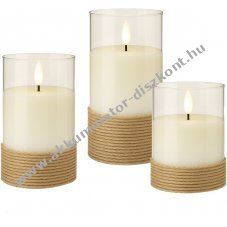 Goobay 3db/csomag LED viaszgyertya �vegben feh�r id�z�t�vel �s 3D l�nggal AAA elemmel