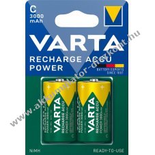Varta HR14 C (b�bi m�ret) �jrat�lthet� Akkumul�tor 3000mAh 2db/csomag