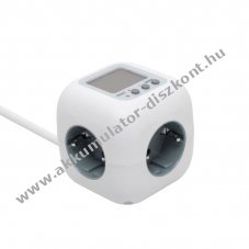 Home kocka eloszt�, fogyaszt�sm�r�vel, max. 3680 W, 3 aljzat gyermekv�delemmel, 1.5m