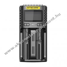 Nitecore UMS2 USB gyorst�lt� ,LCD kijelz�vel, 2 t�lt� csatorn�s Li-Ion Akkumul�torhoz - A k�szlet erej�ig!