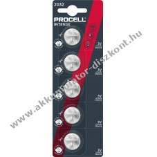 Duracell Procell gombelem CR2032 3V 5db/csomag Lithium