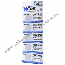 CR2016 l�tium gombelem 3V 5db/csomag