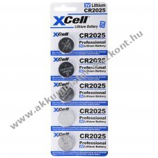5 darabos CR2025 l�tium elem 3 V, CR2025 elemek praktikus 5 darabos csomagban