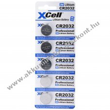 5 darabos CR2032 l�tium elem 3 V, CR2032 elemek praktikus 5 darabos csomagban
