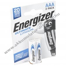 Energizer L92 l�tium elem AAA, FR03, 1,5 volt 1260 mAh, 2 db-os bliszter