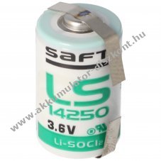 Saft LS14250CNR l�tium elem 3,6V 1100mAh 1/2 AA L�tfahnen U-form