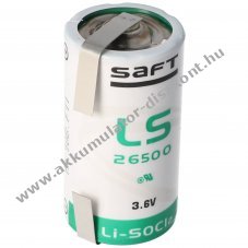 Saft LS26500 C (b�bi m�ret) l�tium elem U-alak� forrf�l Li-SOCI2