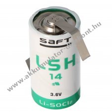 Saft LSH14CNR l�tium elem 3.6V 5500mAh Z-forma forraszt�l�bbal