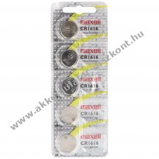 Maxell CR1616 elem 3V 50mAh 5db/csomag l�tium