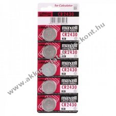 Maxell CR2430 3V 290mAh 5db/csomag gombelem gomb l�tium elem