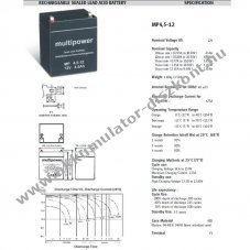 Multipower MP4.5-12 12V 4,5Ah Akkumul�tor AGM �lom-zsel�s