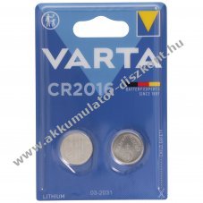 Varta CR2016 l�tium elem 3V 85mAh 2db/csomag