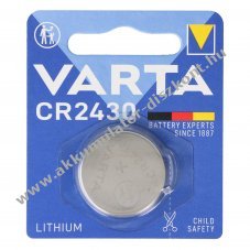 Varta CR2430 3,0V 170mAh elem l�tium