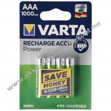 Varta Professional AAA (Micro) Akkumul�tor 1,2V 1000mAh 4db/csomag NiMH