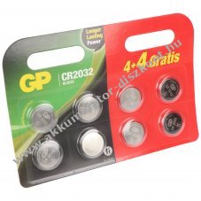 GP CR2032 3V 8db/csomag gombelem l�tium